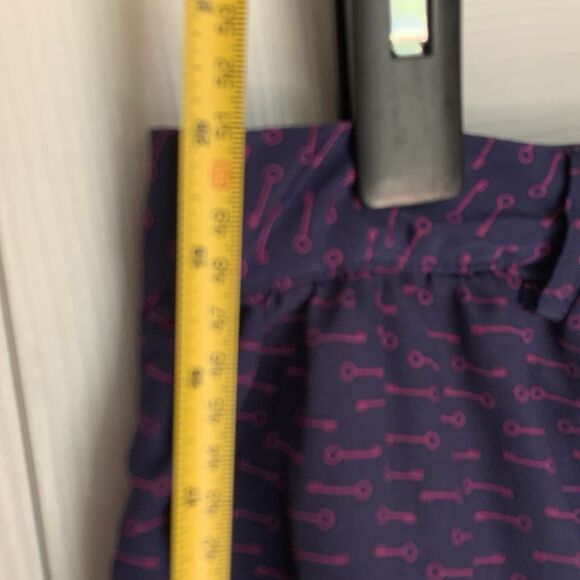 Xhilaration Skirt Large Blue With Purple Skeleton Keys button front belt loops - Picture 12 of 14